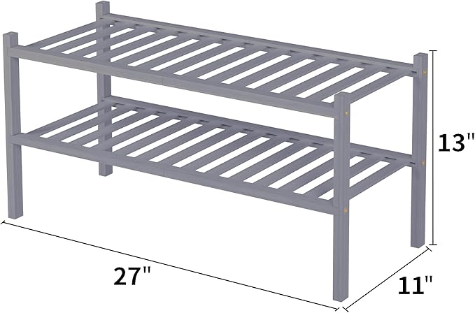 ROMGUAR CRAFT 2 Tier Bamboo Shoe Rack - Image 3