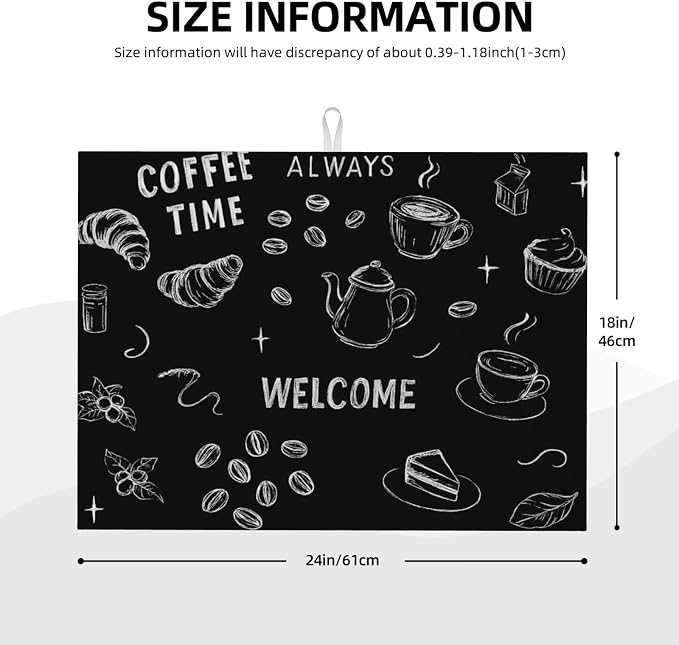 Black Ink Dish Drying Mats for Kitchen Counter, Large 18"x24" Dish Mats for - Image 3