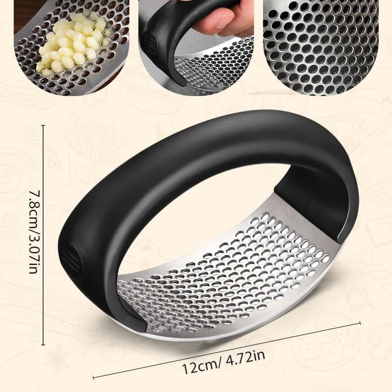 Garlic Press Rocker, Stainless Steel, Black