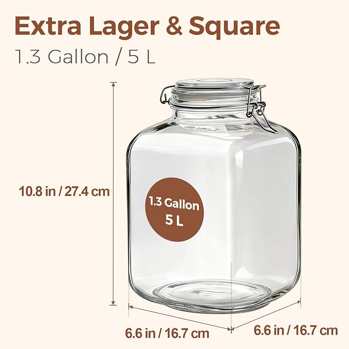 ComSaf 5L Square Glass Jars - Image 2