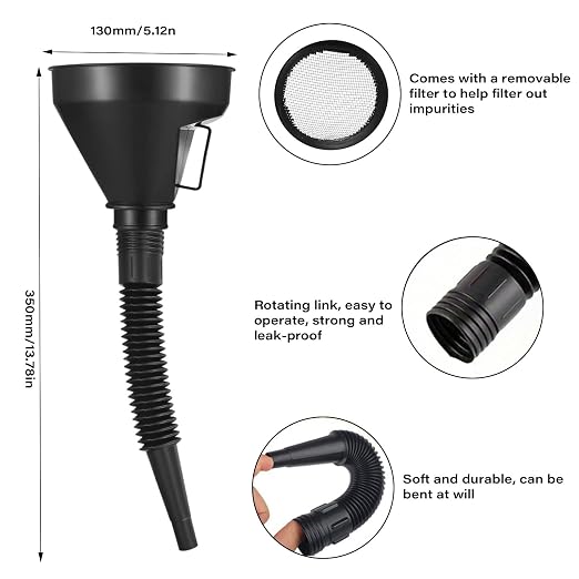 Oil Funnel for Automotive Use, Plastic Oil Change Funnels Set Large Flexible - Image 3