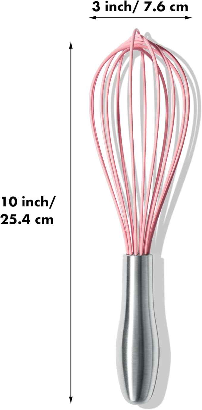 OYV 10-Inch Pink Silicone Whisk, Heat Resistant 480°F Kitchen Whisk - Image 7