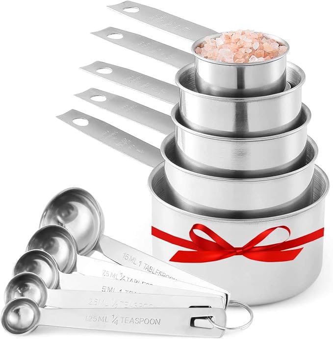 Stainless Steel Measuring Cups And Measuring Spoons 10-Piece Set, 5 Cups And 5 - Image 2