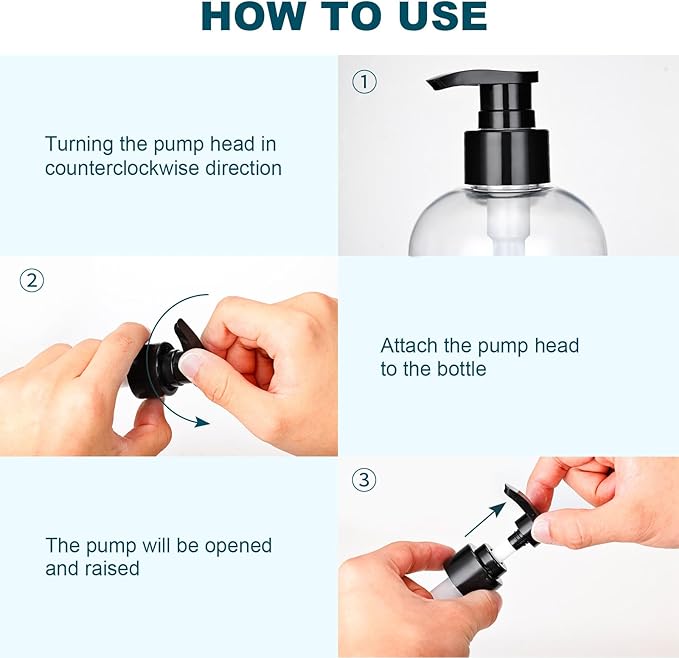 Empty Plastic Pump Bottles Dispenser 2 Pack Clear Refillable Pump Bottle - Image 3