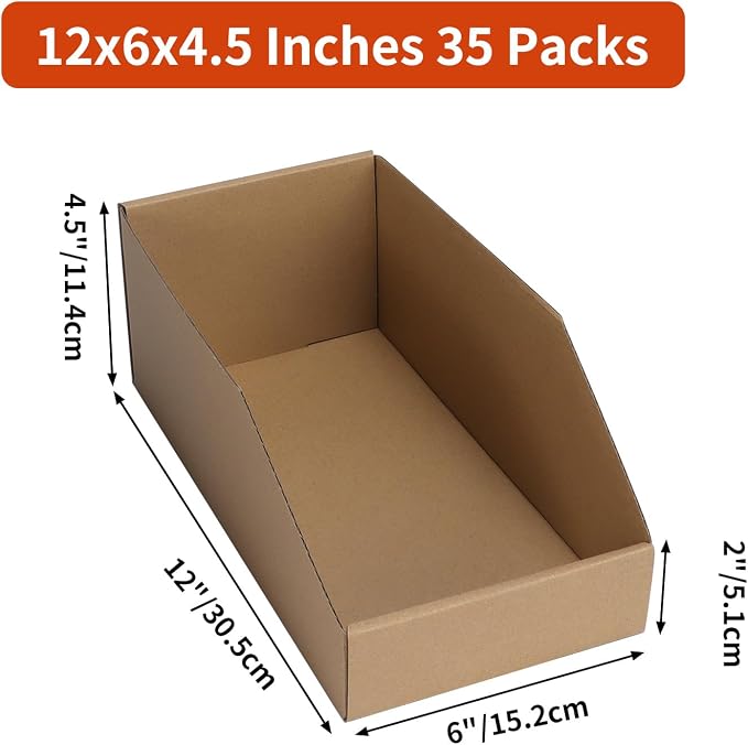 ZBEIVAN Corrugated Cardboard Storage Bins, 35 Packs - Image 2