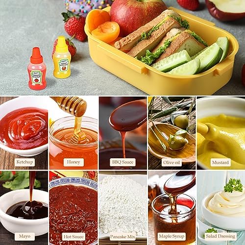 4 Pieces Mini Ketchup Bottles for Lunch Box, 25ml Salad Dressing
