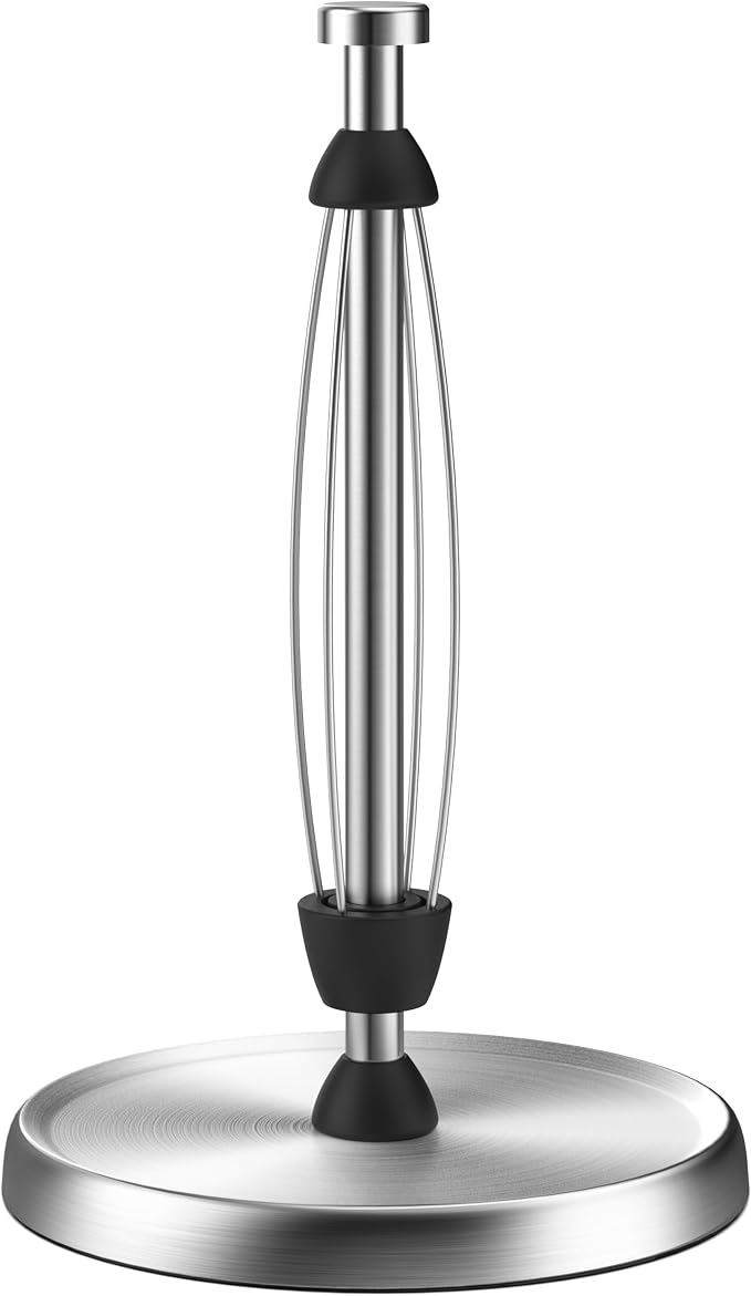 Paper Towel Holder Countertop, One-Handed Tear, Stainless Steel, Weighted Base by SWAITEE