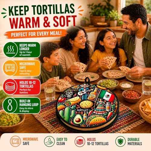 12 Inch Tortilla Warmer Microwave Safe – Insulated Pouch Keeps