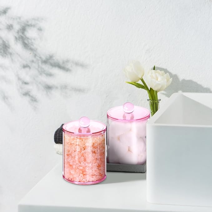 XIPENGKEJI 2 Pack Qtip Holder, Canister Apothecary Jar Set, Bathroom Jars - Image 6