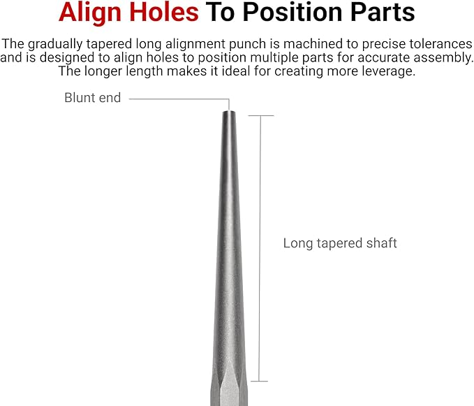 TEKTON 1/4 Inch Long Alignment Punch | 66277 | Made in USA - Image 2