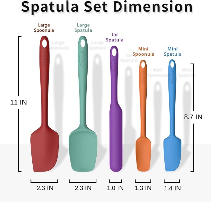 Coukre Silicone Spatula Set of 5, High Heat Resistant, Food Grade Silicone - Image 2