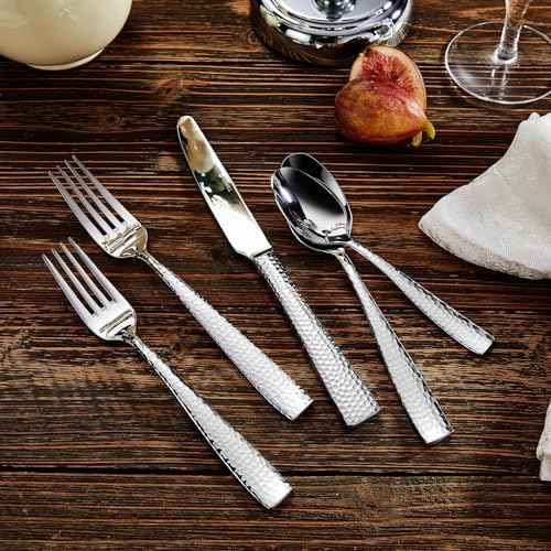 KEAWELL Premium Louis Hammered 20/45/65-Piece Silverware Set (45)
