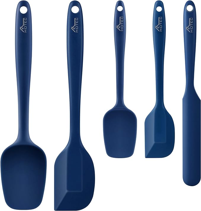 HOTEC 600℉ Heat Resistant BPA-Free Silicone Rubber Spatula Set, Kitchen Cooking by Hotec