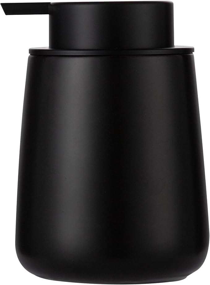 Enra Black Soap Dispenser, 12 oz Ceramic Hand Lotion Dispenser, Refillable Dish by Enra