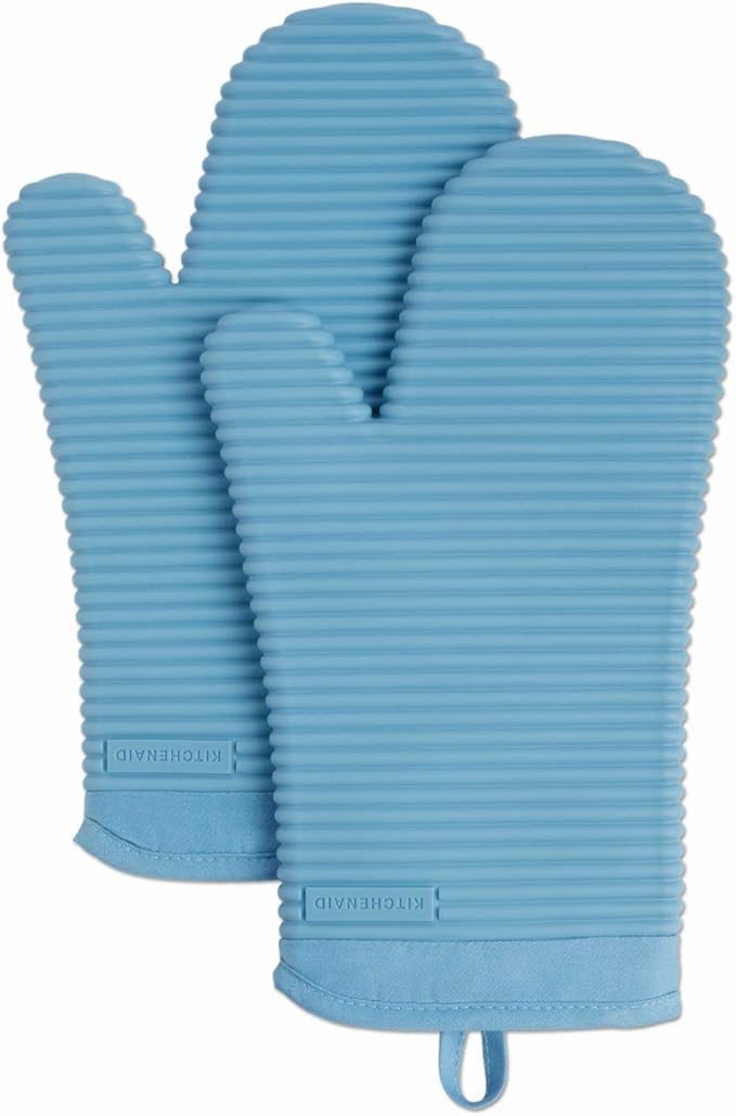 KITCHENAID Ribbed Soft Silicone Oven Mitt 2-Pack Set by KitchenAid