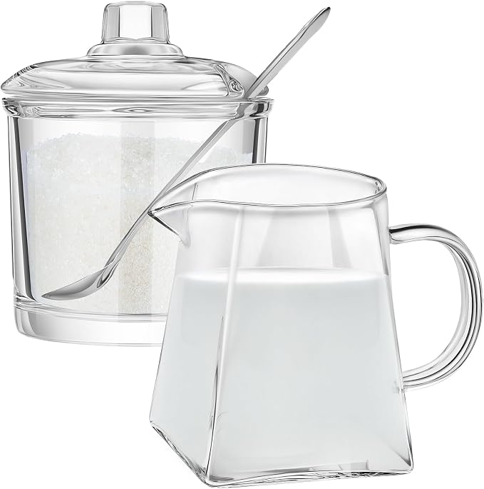 Leinuosen 2 Pcs Glass Pitcher Elegant Shaped Glass Tea Pitcher Coffee Milk by Leinuosen