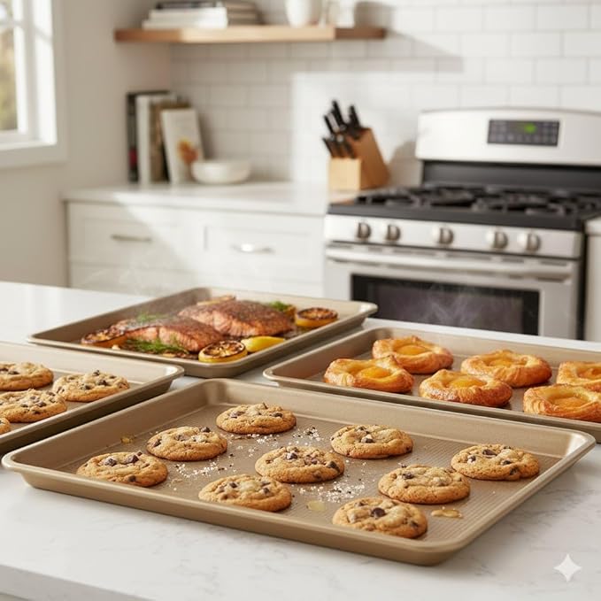 Baking Sheet Pan Set of 3 | Nonstick Cookie Sheets - Image 4