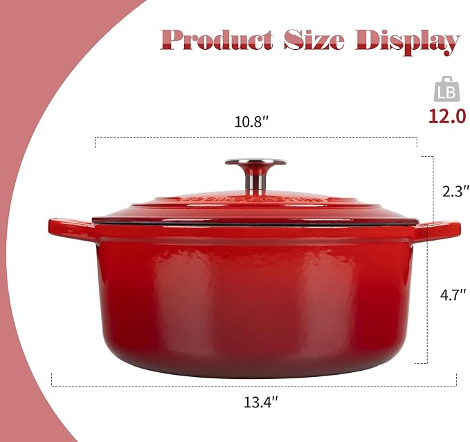 EDGING CASTING Enameled Cast Iron Dutch Oven, 5.5 Quart, Round Dutch Ovens Pot - Image 3
