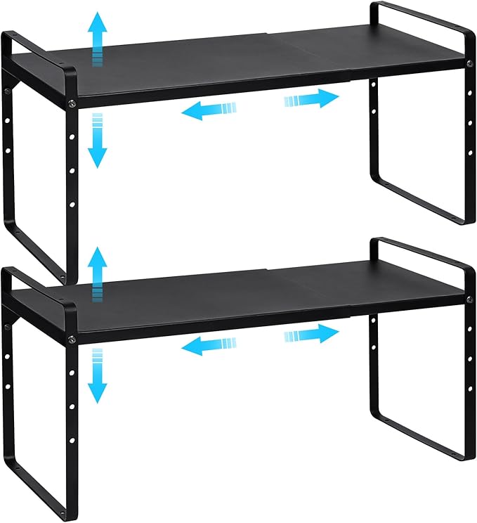 15.5 to 25.5 Inch Expandable Kitchen Cabinet Organizer Shelf, 2 Pack 30 LBS by X-cosrack