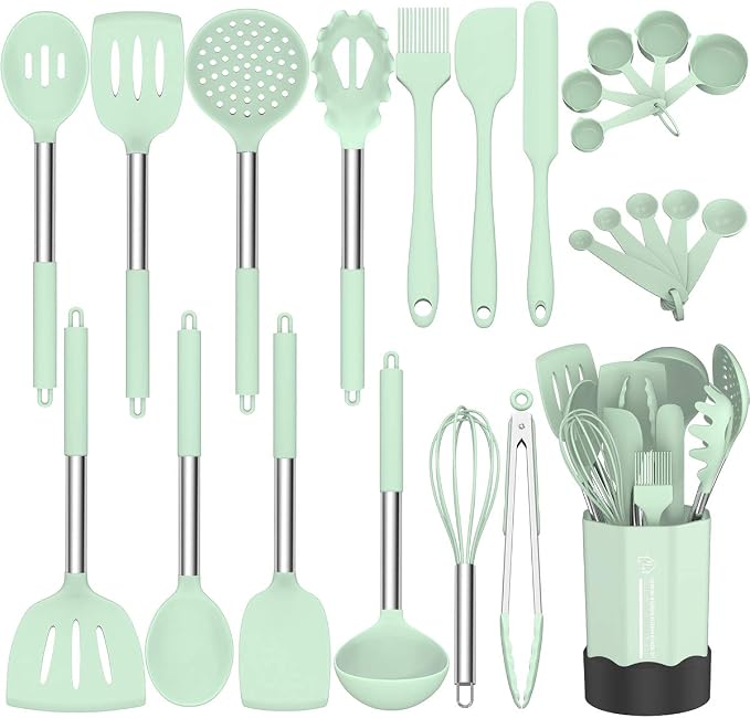 Silicone Cooking Utensil Set, Fungun Non-stick Kitchen Utensil 24 Pcs Cooking by Home