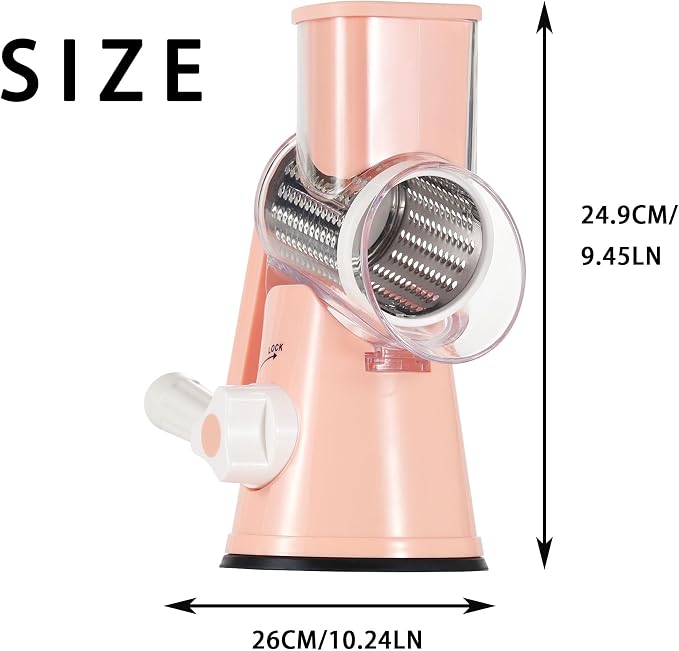 Rotary Cheese Grater with Handle, Round Mandoline Speed Kitchen Slicer - Image 8
