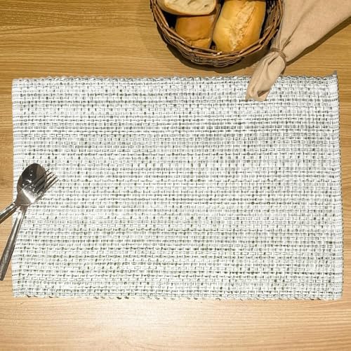 Chardin Home Cotton Placemats Set of 4, 13x19 Inch, Neutral Green