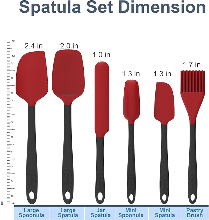 Silicone Spatula Set, 6 Pieces Food Grade Kitchen Utensils - Image 2