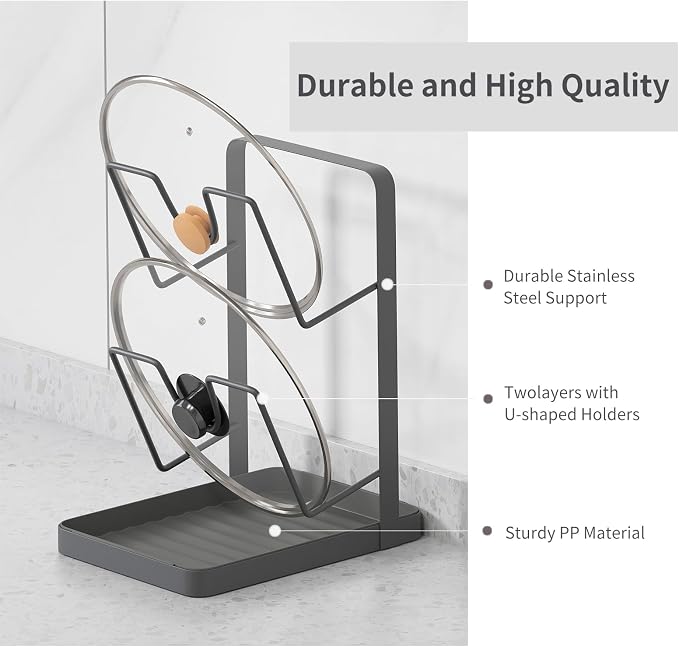 Kitchen Pot Lid Storage Rack, Stainless Steel Pot Lid Holder while Cooking - Image 4