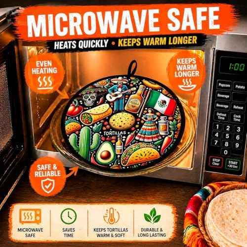 12 Inch Tortilla Warmer Microwave Safe – Insulated Pouch Keeps