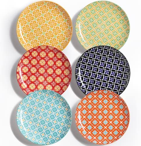 Metahom 10 Inch Dinner Plates Set of 6, Colorful Ceramic Plates