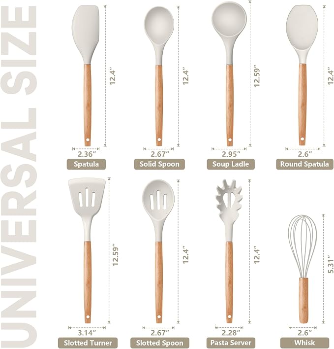 P&P CHEF Silicone Cooking Utensils Set, 8-Piece Kitchen Cooking Utensil - Image 2