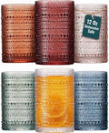 Colored Hobnail Drinking Glasses Set of 6, 12oz Vintage Kitchen