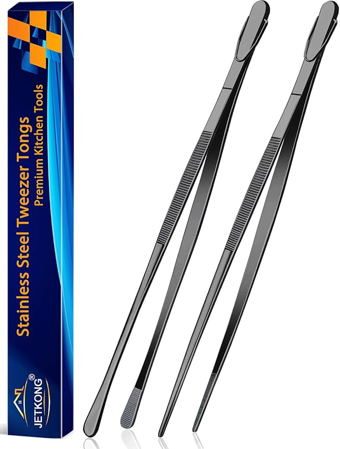 JETKONG 2 Pcs 14-Inch Food Tweezer Tongs Extra Long Stainless Steel Kitchen by JETKONG