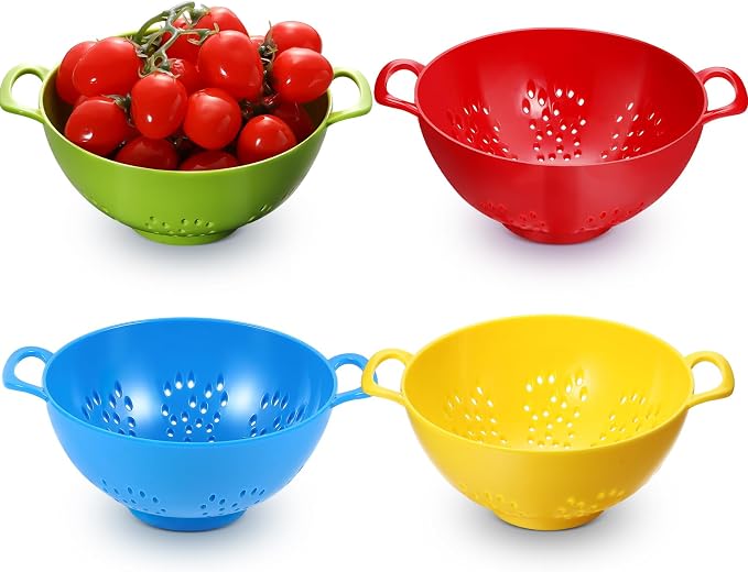 Baderke 4 Pack Mini Colander for Kitchen Plastic Berry Strainer by Baderke