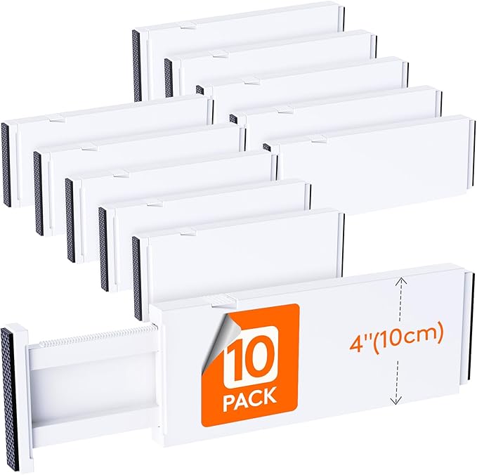 Lifewit 10 Pack 4" High Drawer Dividers 28-43.5cm/11-17" Adjustable Drawer by Lifewit