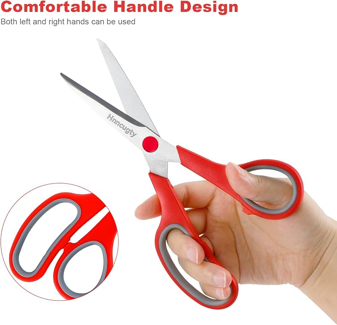 Scissors, Hnncugty 8" Scissors All Purpose Bulk Set of 6-Pack, Sharp Shears - Image 4