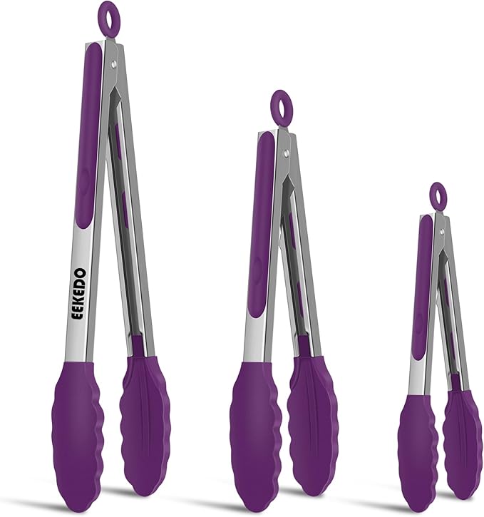 Kitchen Tongs, Stainless Steel Cooking Tongs by EEKEDO