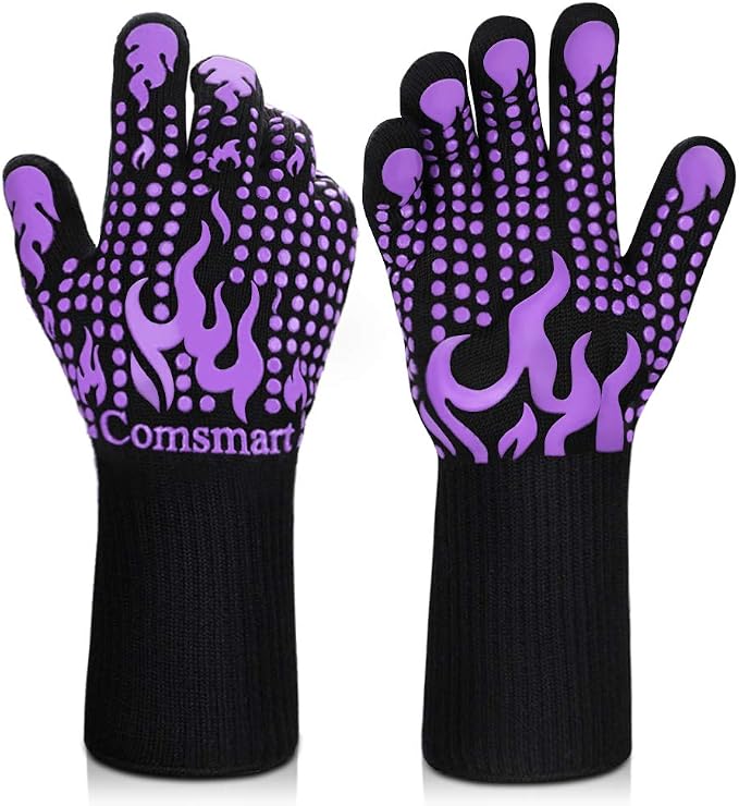 Comsmart BBQ Gloves, 1472 Degree F Heat Resistant Grilling Gloves Silicone by Comsmart