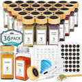 Aliggbent Spice Jars with Labels 36 Pcs 4 oz Glass Bamboo Lids Shaker