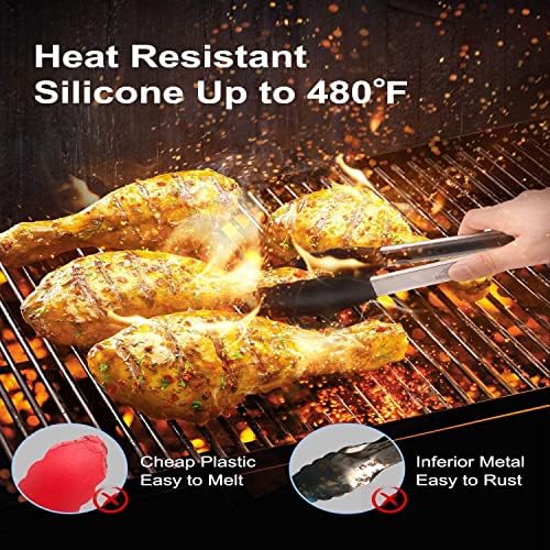 2-Pack of 9" (Small) & 12" (Large) Kitchen Tongs Set: Non-Stick