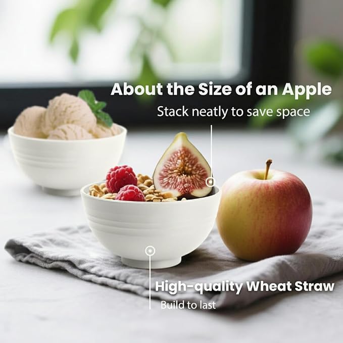 Wheat Straw Bowls Unbreakable Small Bowls Set of 8, Plastic Mini Bowl -10 OZ - Image 3