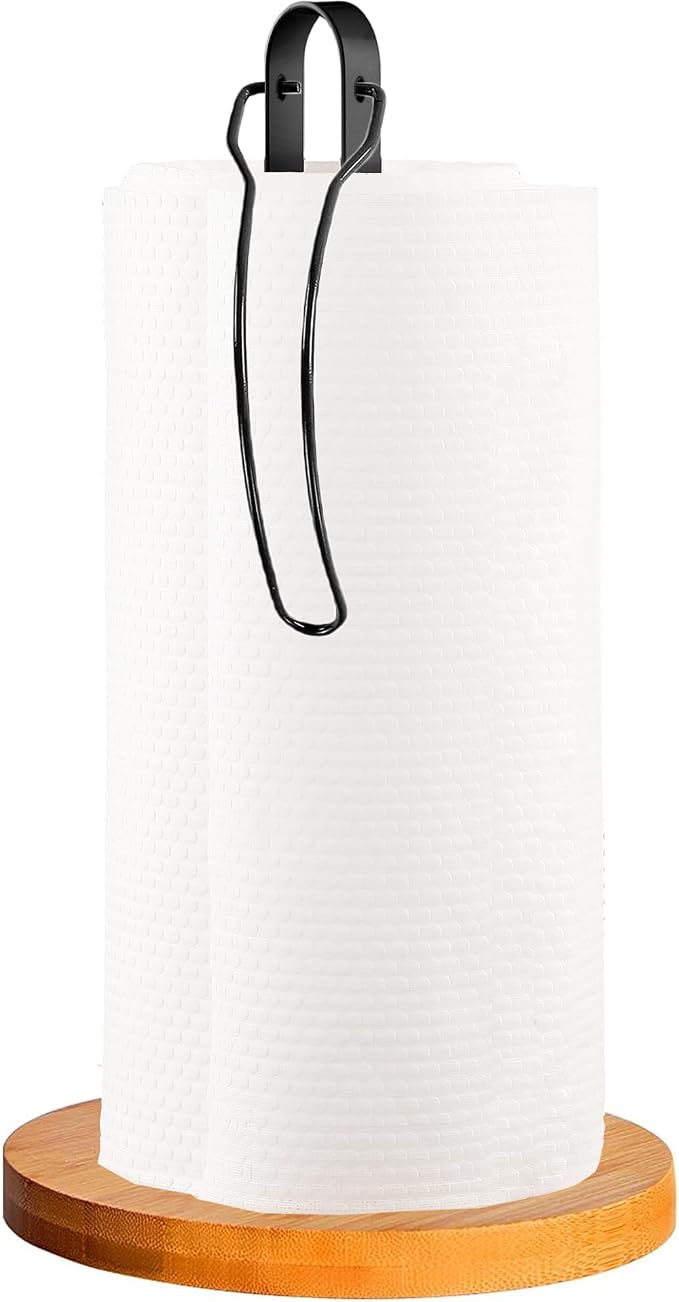 Wood Paper Towel Holder Countertop, TONLEA Kitchen Paper Towel Holder by TONLEA