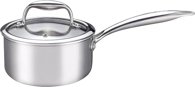 1-Quart Saucepan with Lid, Tri-Ply Stainless Steel Pot with Stay-Cool Handle & by Unknown