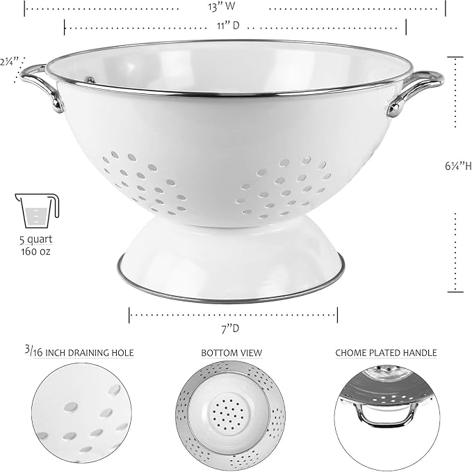 Calypso Basics by Reston Lloyd Powder Coated Enameled Colander, 5 Quart - Image 9