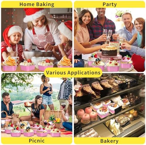 40 Pack 10oz Mini Cake Pans with Lids,Pink Aluminum Foil Cake Tins