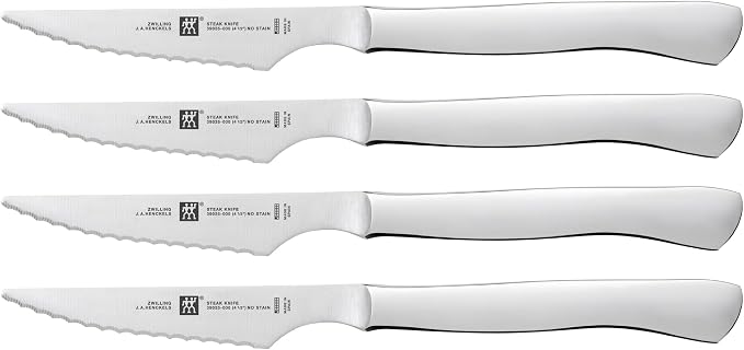ZWILLING 4-pc Stainless Steel Serrated Steak Knife Set, made in Spain - Image 5
