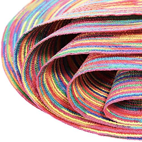 DOZZZ Round Braided Placemats Set of 6, 15 in Colorful Table Mats for