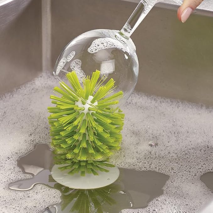 Brush-Up Glass Brush with Suction Cup Upright Stays in Sink Bristle Scrub - Image 2
