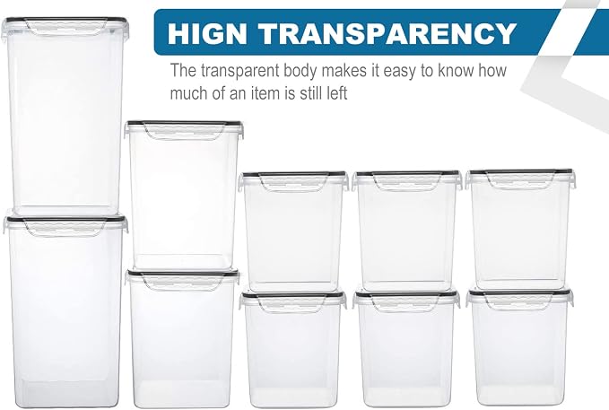 VERONES Large Tall Airtight Food Storage Containers, 10 PACK Plastic Airtight - Image 3