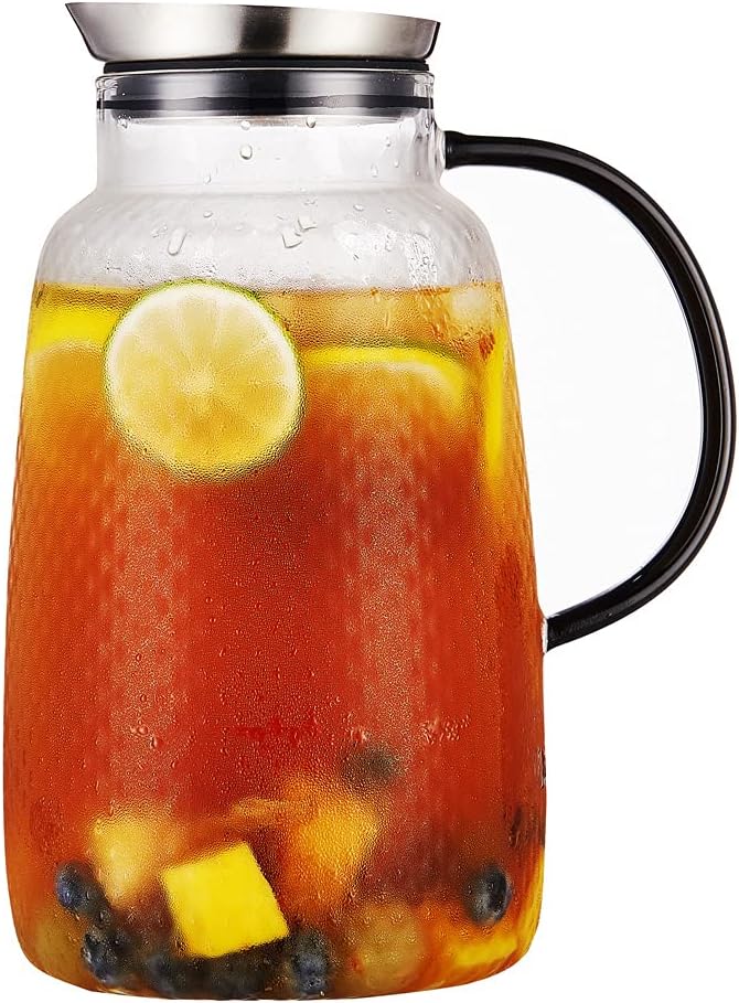 Purefold Pitcher with Lid, Glass Jug with Stainless Steel Lid by Purefold